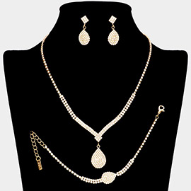 Rhinestone Paved Teardrop Jewelry Set