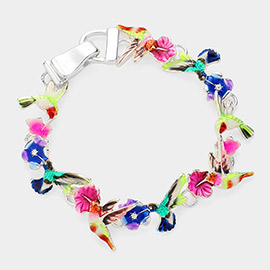 Enamel Bird Flower Magnetic Bracelet