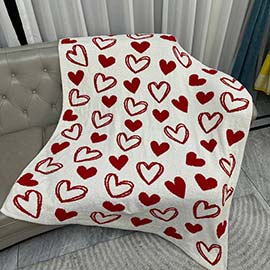 Heart Patterned Reversible Throw Blanket