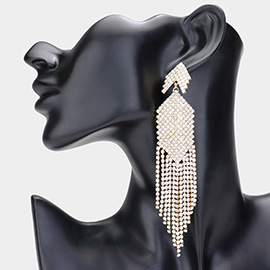 Rhinestone Paved Fringe Dropdown Evening Earrings