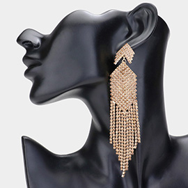 Rhinestone Paved Fringe Dropdown Evening Earrings