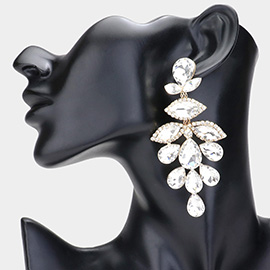 Teardrop Marquise Stone Cluster Chandelier Evening Earrings