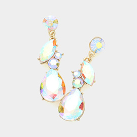 Teardrop Marquise Cluster Dangle Evening Earrings