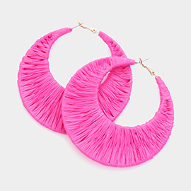 Oversized Raffia Wrapped Hoop Earrings