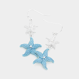 Double Starfish Dangle Dropdown Earrings