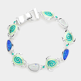 Enamel Sea Turtle Link Magnetic Bracelet