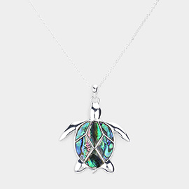 Abalone Sea Turtle Pendant Necklace