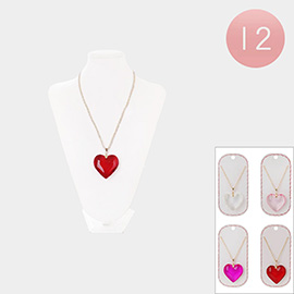 12PCS - Heart Pendant Necklaces