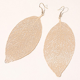 Metal Filigree Leaf Dangle Earrings