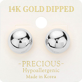 14K White Gold Dipped Hypoallergenic Metal Ball Stud Earrings