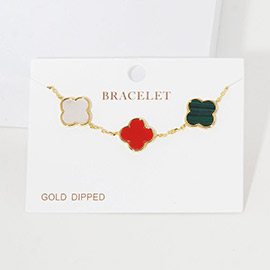 Gold Dipped Quatrefoil Charm Link Bracelet