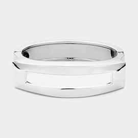 Metal Open Rectangle Hinged Bangle Bracelet