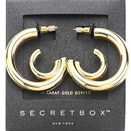 SECRET BOX_14K Gold Dipped Abstract Metal Hoop Earrings