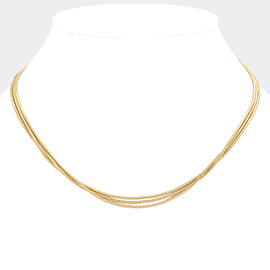 SECRET BOX_Triple Layered Brass Chain Necklace