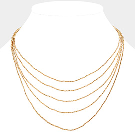 SECRET BOX_Multi Layered Brass Chain Necklace