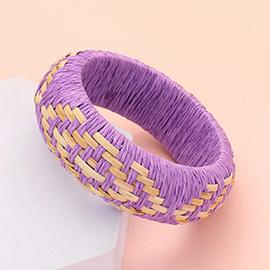 Raffia Weave Abstract Pattern Bangle Bracelet