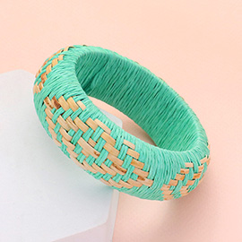 Raffia Weave Abstract Pattern Bangle Bracelet