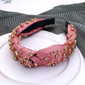 Glass Stone Cluster Decorated Knot Headband