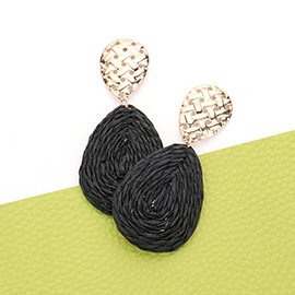 Raffia Wrapped Teardrop Dangle Earrings