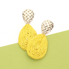 Raffia Wrapped Teardrop Dangle Earrings