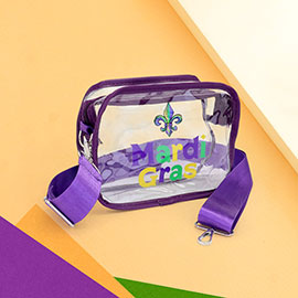 Fleur de Lis Mardi Gras Transparent Rectangle Crossbody Bag