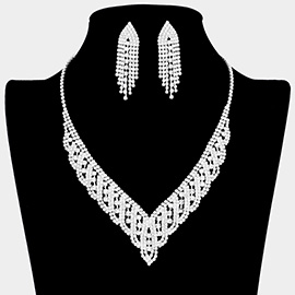 Rhinestone Paved V Shaped Necklace