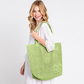 Solid Crochet Straw Bag