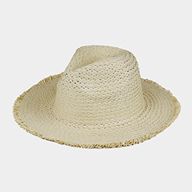 Frayed Solid Straw Sun Hat