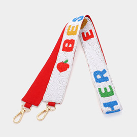 BEST TEACHER Message Seed Beaded Sequin Bag Strap