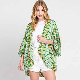 Boho Print Sleeve Cover Up Kimono Poncho