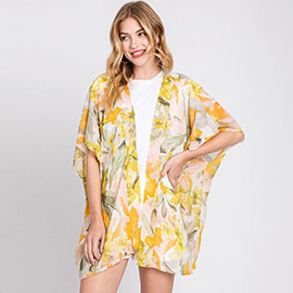 Floral Print Cover Up Kimono Poncho