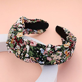 Wild Flower Pattern Printed Knot Headband