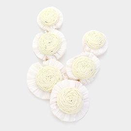 Triple Raffia Flower Link Dropdown Earrings