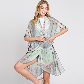 Tie Dye Print Kimono Poncho