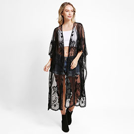 Floral Lace Cover Up Kimono Poncho