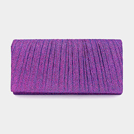 Pleated Shimmery Evening Clutch / Crossbody Bag