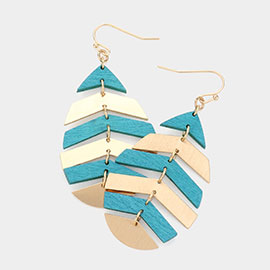 Wood Leaf Dangle Earrings