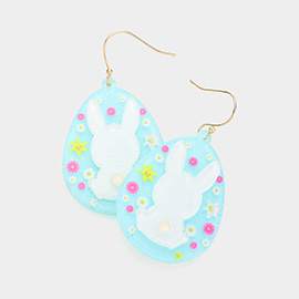 Easter Bunny Resin Oval Dangle Earrings