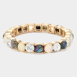 Round Stone Abalone Stretch Bracelet