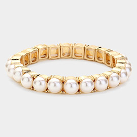 Round Pearl Stretch Bracelet