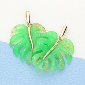 Celluloid Acetate Tropical Leaf Dangle Earrings