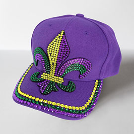 Bing Studded Mardi Gras Fleur de Lis Baseball Cap