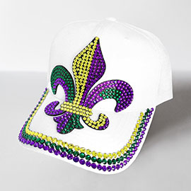 Bing Studded Mardi Gras Fleur de Lis Baseball Cap