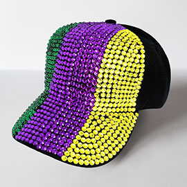 Bling Studded Mardi Gras Baseball Cap