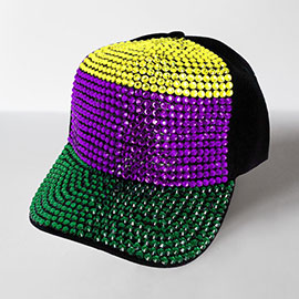 Bling Studded Mardi Gras Baseball Cap