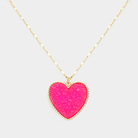 Druzy Heart Pendant Necklace