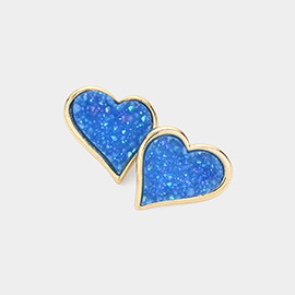 Druzy Heart Stud Earrings