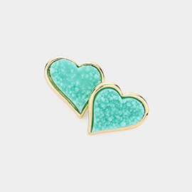 Druzy Heart Stud Earrings