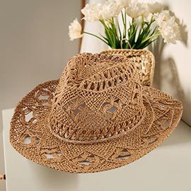 Open Weave Panama Cowboy Straw Hat