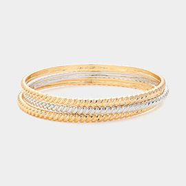 3PCS - Textured Metal Multi Layered Bangle Bracelets